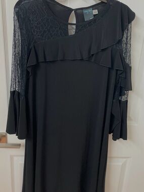 Tags on - Steinmark Black Lace Ruffle Long Sleeve Dress